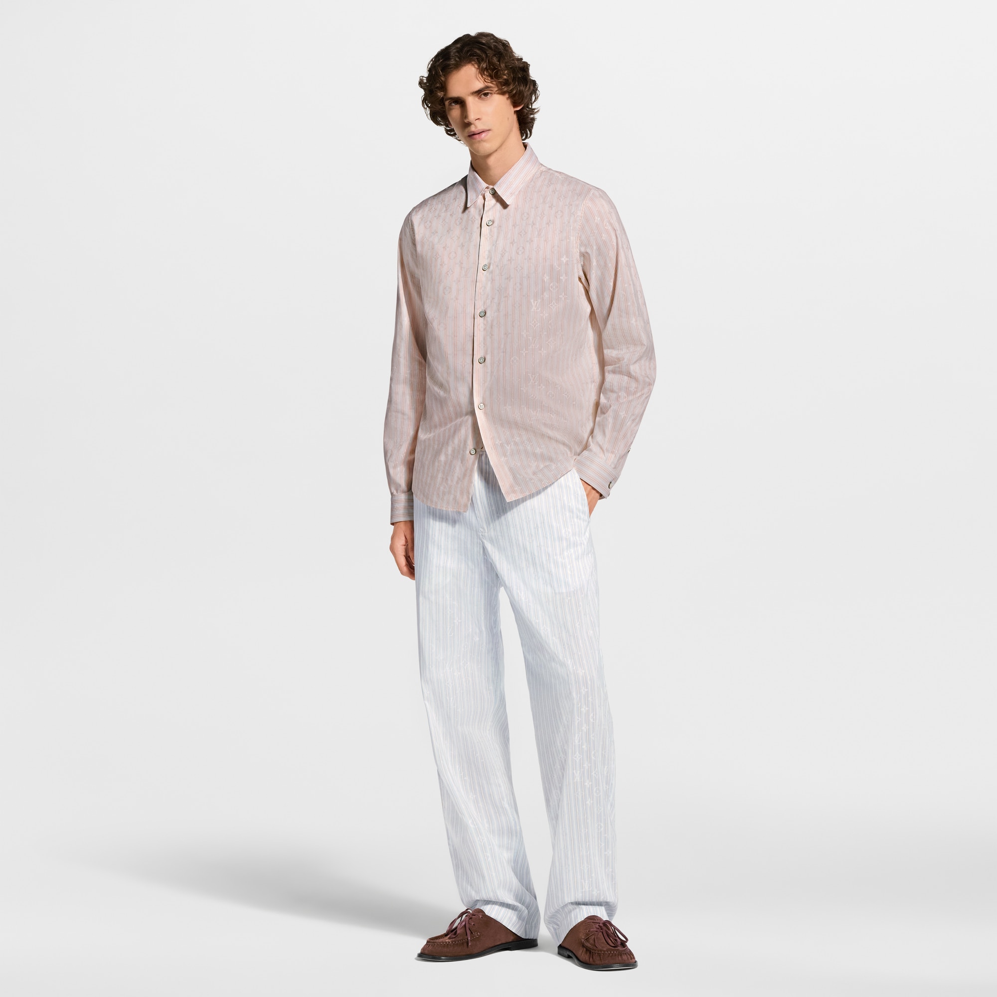 Monogram Striped Long-Sleeved Shirt - Ready-to-Wear 1AK78T | LOUIS